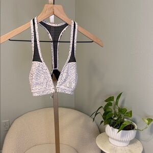 Light pink  and Black Polka Dot Racerback Sports Bra 2